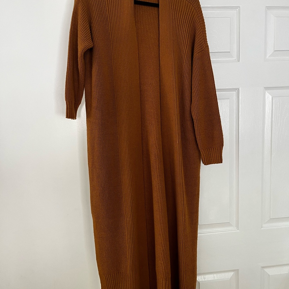 Long Brown Knit Cardigan